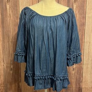 Grand & Greene Chambray Off-the-Shoulder Top